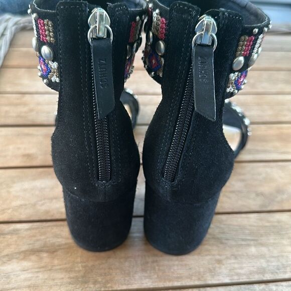 Schutz Womens Naharis Black Suede Bead Stud Embroidered Shoe 6.5 - Picture 6 of 8